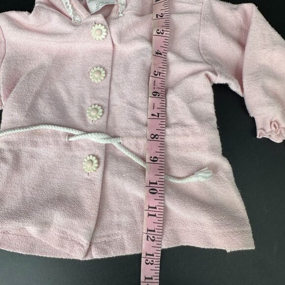 VTG KoKom Kids Pink Jacket Size 18 Month Flower Buttons Hooded - Picture 5 of 10